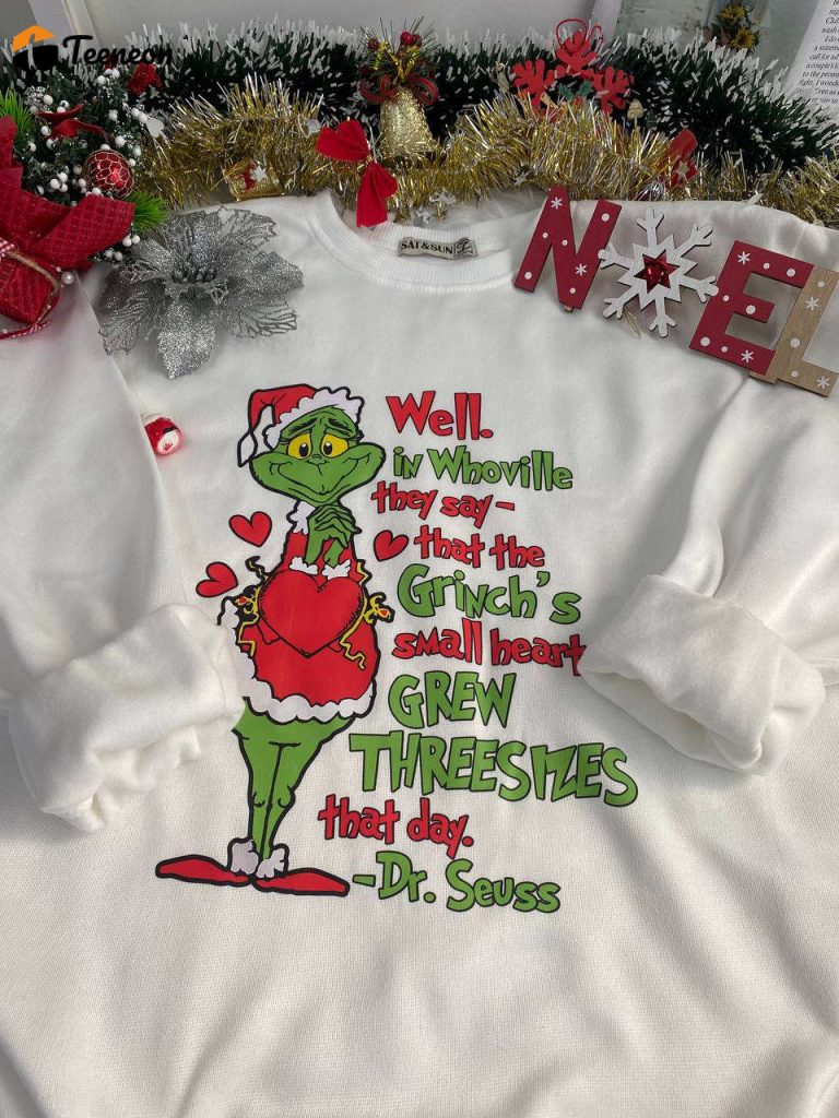 Get Festive With The Grinch: Small Heart Sweatshirt – Perfect For Holiday Season!