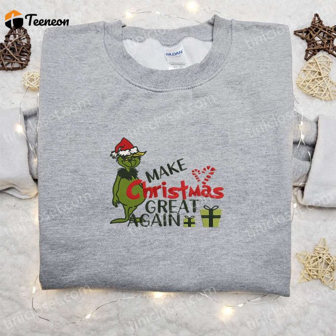 Grinch Trump Make Christmas Great Embroidered Sweatshirt – Movie Fun Shirt B Gift For Men Women Gift Ideas