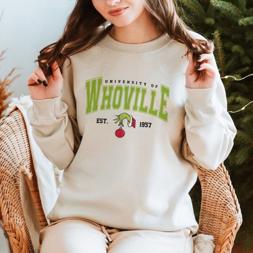 Get Festive with the Grinch Whoville University Sweatshirt – Limited Edition Holiday Apparel