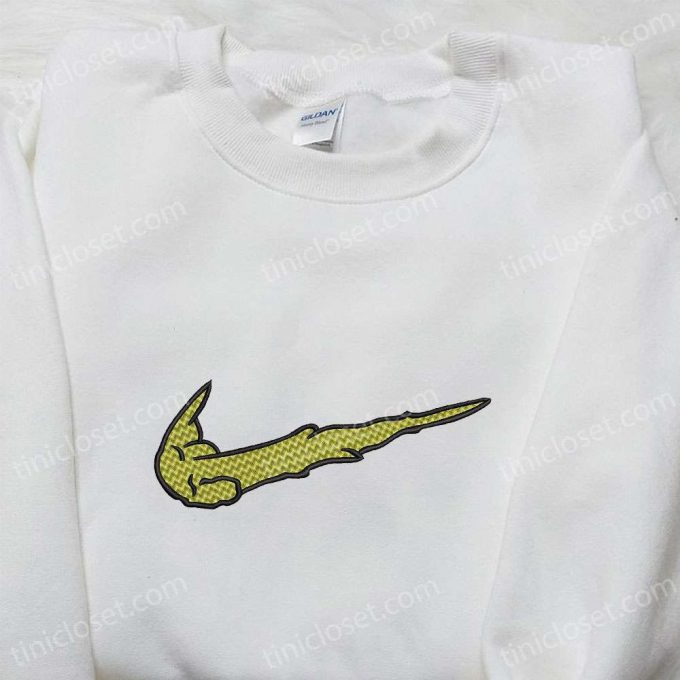 Grinch X Swoosh Embroidered Shirt &Amp; Christmas Hoodie: Custom Nike T-Shirt