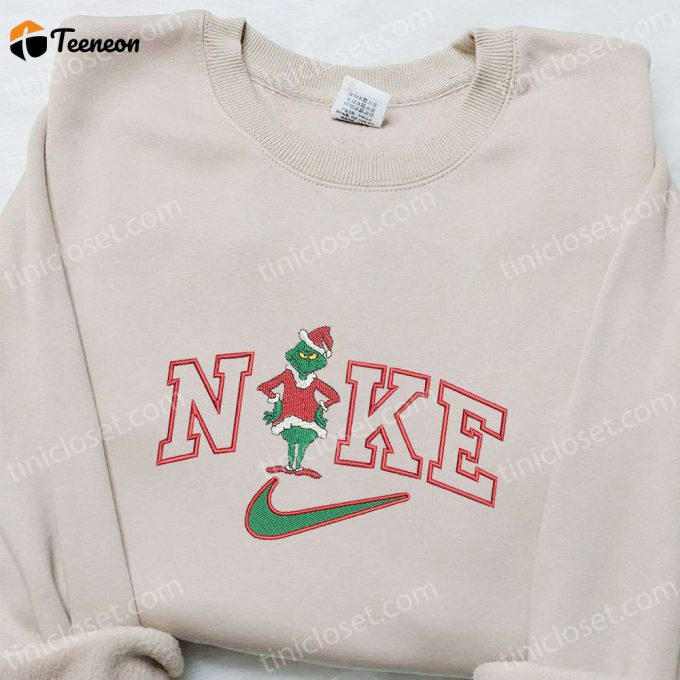 Grinch Xmas X Nike Embroidered Hoodie – Unique Nike Inspired Christmas Gift Idea