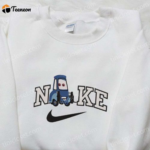 Embroidered Guido x Nike & Pixar Cars Sweatshirt and Shirt Collection: Nike Inspired Cartoon Style Apparel