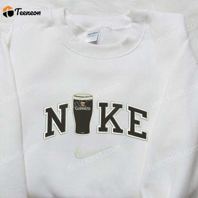 Guinn Gift For Men Women Beer X Nike Embroidered Shirt: Custom Favor Drinking Tee