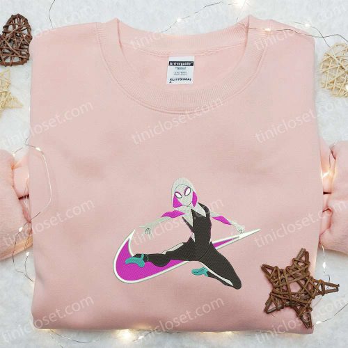 Gwen Movie x Swoosh Embroidered Sweatshirt: Marvel Cinematic Universe Shirt Perfect Family Gift Ideas