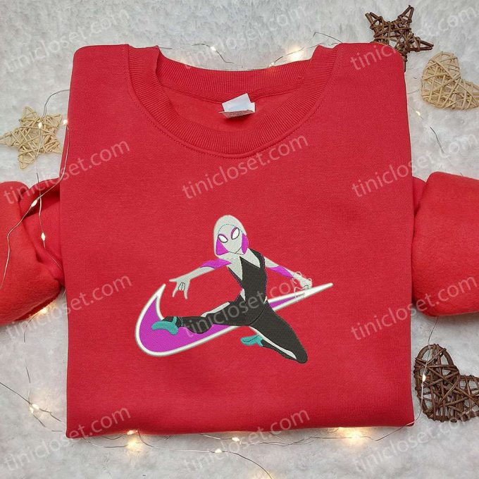 Gwen Movie X Swoosh Embroidered Sweatshirt: Marvel Cinematic Universe Shirt Perfect Family Gift Ideas