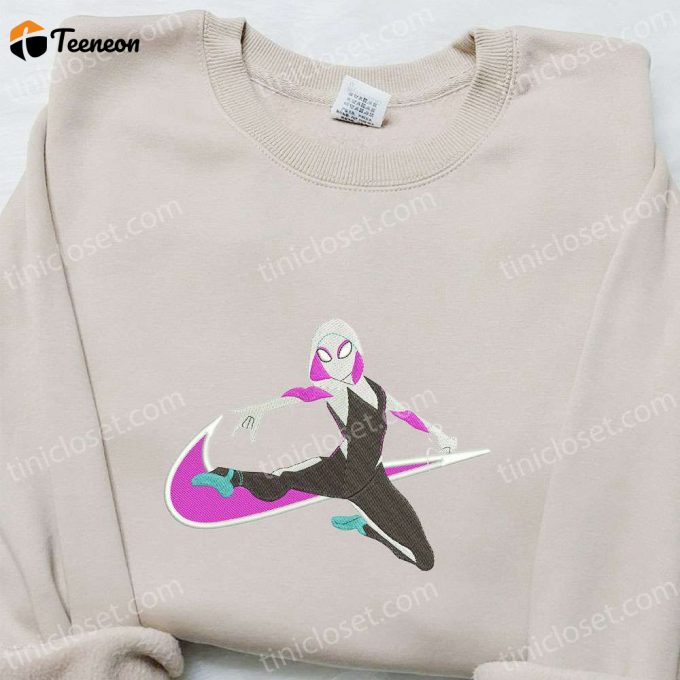 Gwen Movie X Swoosh Embroidered Sweatshirt: Marvel Cinematic Universe Shirt Perfect Family Gift Ideas