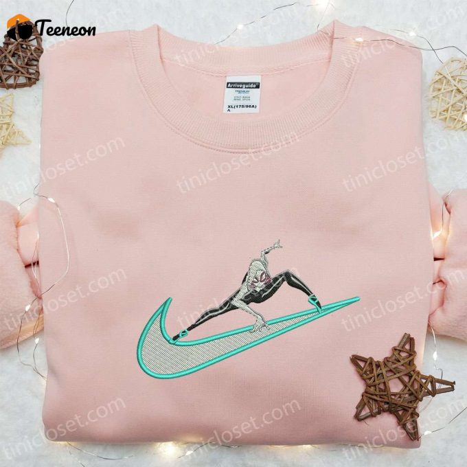 Marvel Comics Embroidered Hoodie Gwen X Swoosh Movie Shirt Custom Nike T-Shirt