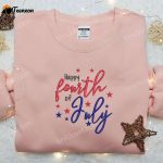 Celebrate Independence Day with our Happy 4th of July Embroidered Shirt – Perfect National Day Gift & B Gift for Men Women Patriotic Shirts