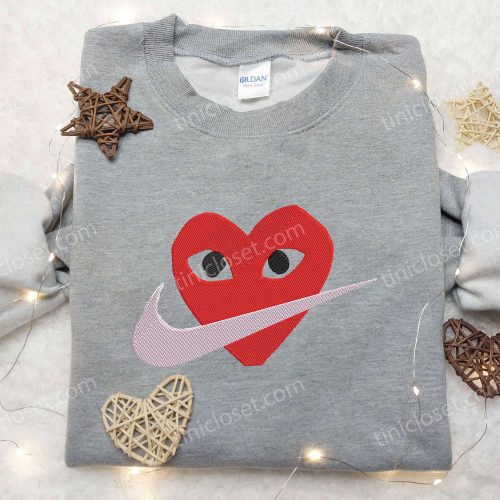 Stylish Heart Face x Nike Embroidered Shirt: Perfect Valentine s Gift Customizable & Unique!