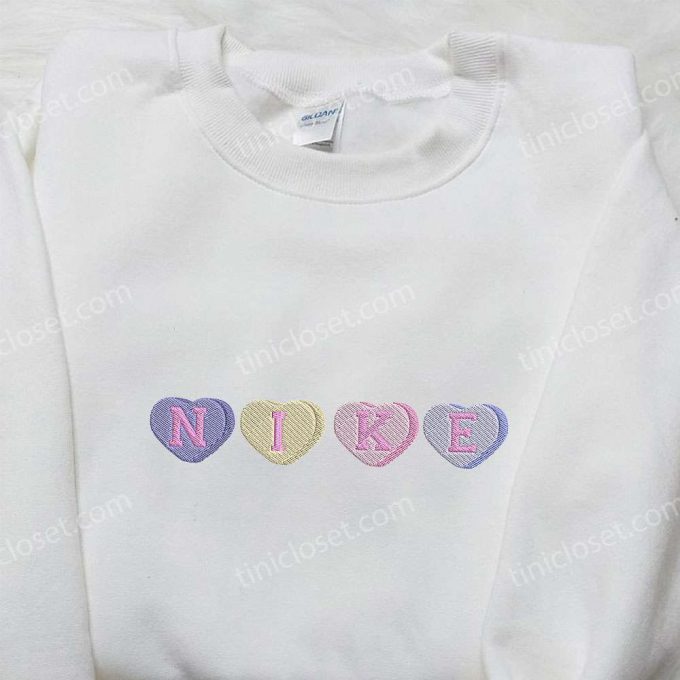 Heart Love X Nike Embroidered Sweatshirt: B Gift For Men Women Valentine’s Day Gift For Her Nike Inspired Logo Shirt