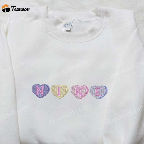 Heart Love x Nike Embroidered Sweatshirt: B Gift for Men Women Valentine’s Day Gift for Her Nike Inspired Logo Shirt