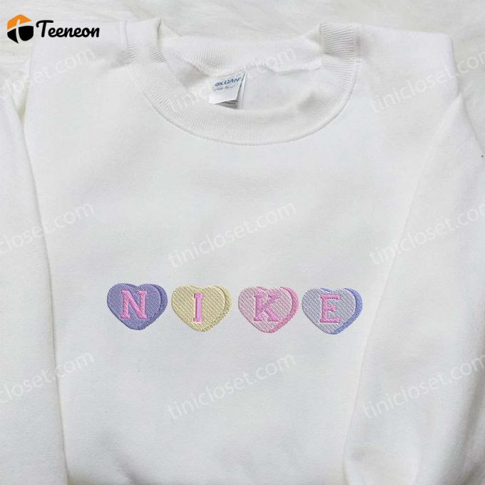 Heart Love X Nike Embroidered Sweatshirt: B Gift For Men Women Valentine’s Day Gift For Her Nike Inspired Logo Shirt