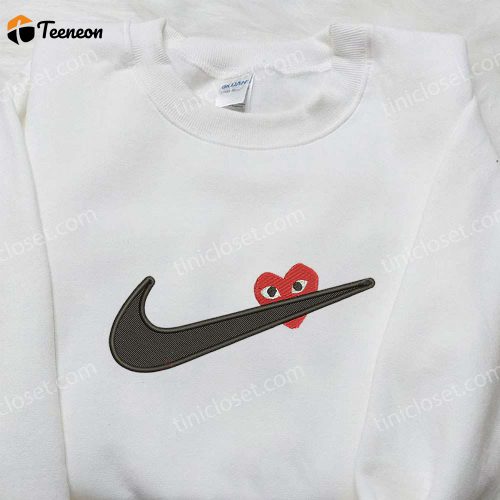 Heart Love x Nike Swoosh Embroidered Shirt – Nike Inspired Logo Perfect Valentine’s Day Gift