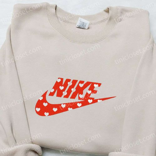 Heart x Nike Embroidered Sweatshirt: Custom Shirt for B Gift for Men Women Valentine’s Day Gift Ideas