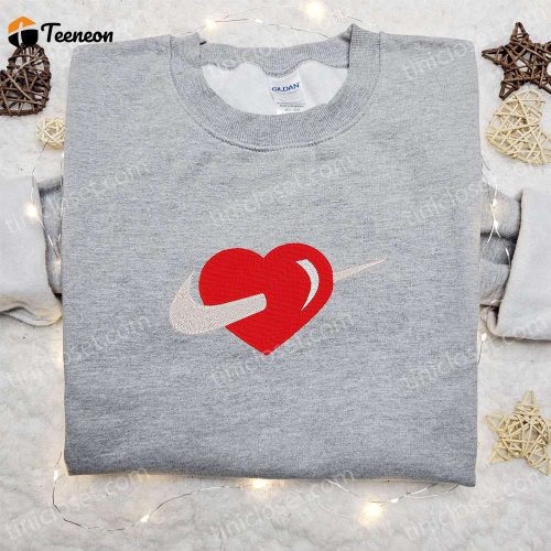 Nike Inspired Heart x Swoosh Embroidered Shirt Hoodie & Custom T-shirt – Enhance Your Style with Unique Nike Embroidery