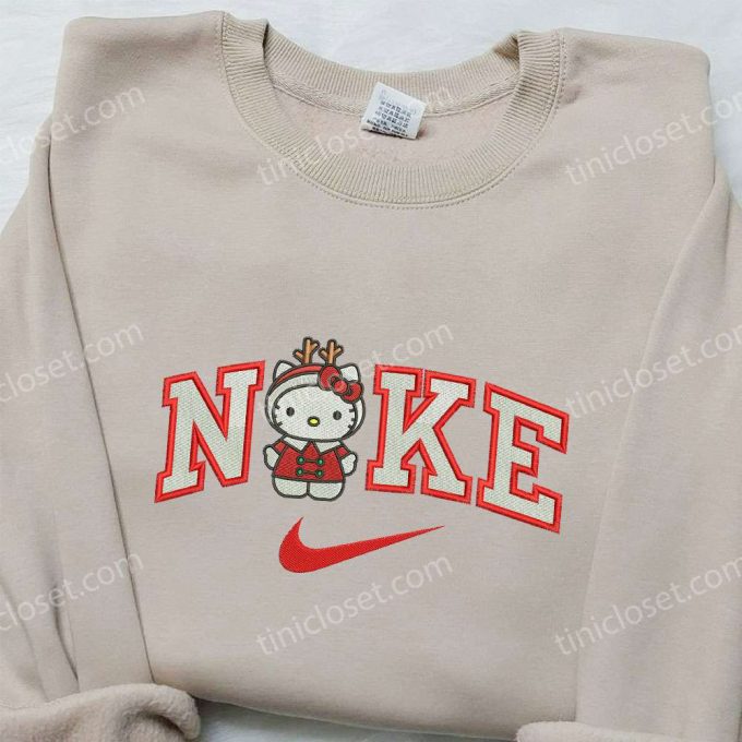 Hello Kitty Christmas Reindeer X Nike Shirt: F Gift For Men Women Nike Inspired Embroidered Sweatshirt Perfect Christmas Gift For Family