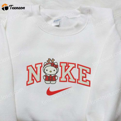 Hello Kitty Christmas Reindeer x Nike Shirt: F Gift for Men Women Nike Inspired Embroidered Sweatshirt Perfect Christmas Gift for Family