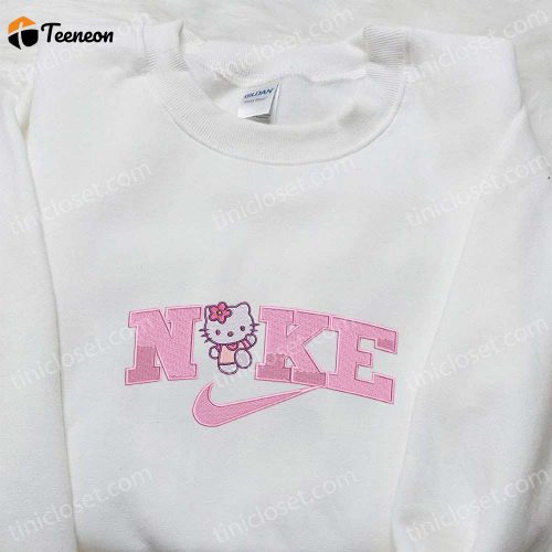 Hello Kitty x Nike Cartoon Embroidered Sweatshirt & Shirt: Stylish Nike-Inspired Apparel with Hello Kitty Embroidery