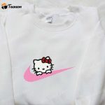 Hello Kitty x Nike Swoosh Cartoon Embroidered Shirt – Stylish Hello Kitty & Nike Inspired D Gift for Men Women