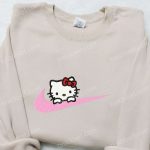 Hello Kitty x Nike Swoosh Cartoon Embroidered Shirt – Stylish Hello Kitty & Nike Inspired D Gift for Men Women