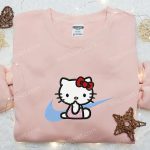 Hello Kitty x Nike Swoosh Cartoon Embroidered Sweatshirt & Shirt: Trendy Nike Inspired Apparel with Cute Hello Kitty D Gift for Men Women