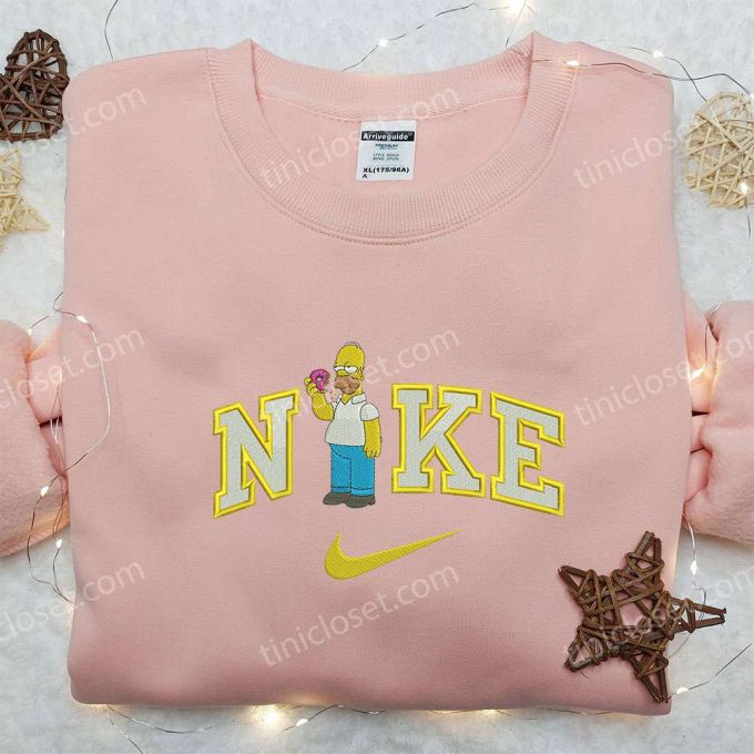 Simpsons Homer Eating Donut X Nike Embroidered Shirt – Customized &Amp; Trendy Nike Shirt