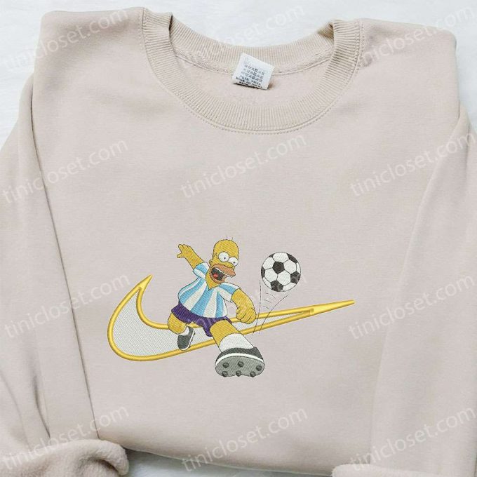 Hommer Simpson Soccer X Swoosh Cartoon Hoodie: Nike Inspired Embroidered Shirt Perfect Family Gift