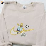 Hommer Simpson Soccer x Swoosh Cartoon Hoodie: Nike Inspired Embroidered Shirt Perfect Family Gift