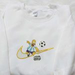 Hommer Simpson Soccer x Swoosh Cartoon Hoodie: Nike Inspired Embroidered Shirt Perfect Family Gift