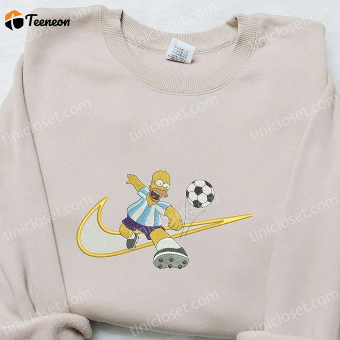 Hommer Simpson Soccer X Swoosh Cartoon Hoodie: Nike Inspired Embroidered Shirt Perfect Family Gift