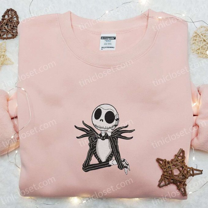 Jack Skellington Embroidered Sweatshirt – Nightmare Before Christmas Hoodie Spooky Shirt