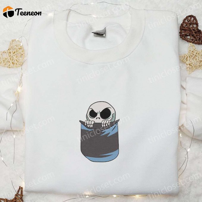 Spooky Style: Jack Skellington In The Pocket Embroidered Shirt &Amp;Amp; More – Nightmare Before Christmas Characters T-Shirt &Amp;Amp; Nike Inspired Sweatshirt