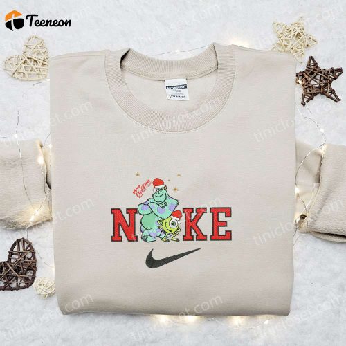 Disney Characters X Nike Christmas Embroidered Sweatshirt: F Gift For Men Women Gift Idea With James P Sullivan And Mike Wazowski