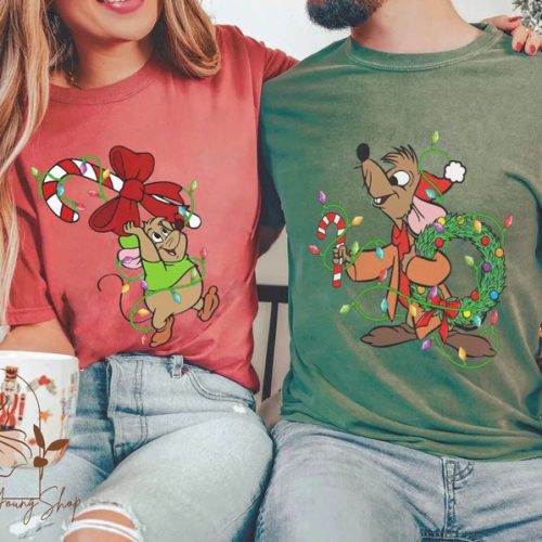 Spread Christmas Cheer with Jaq and Gus Shirt – Festive Disney Design for Holiday Celebrations