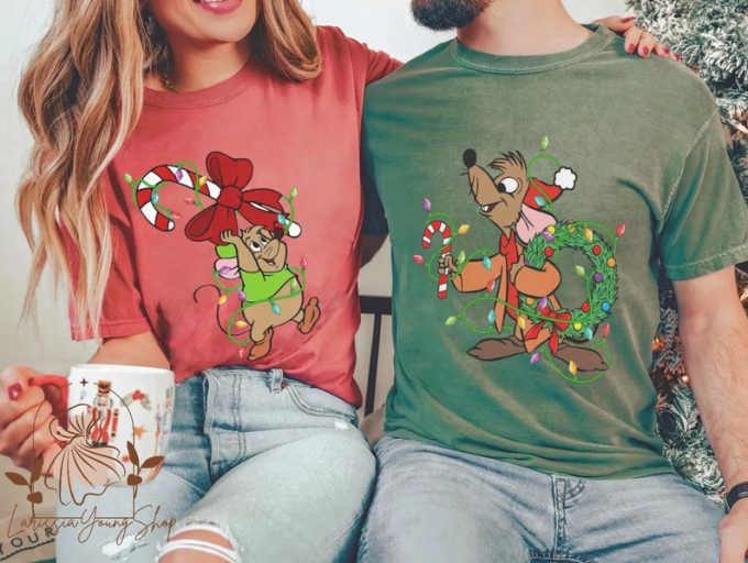 Spread Christmas Cheer With Jaq And Gus Shirt – Festive Disney Design For Holiday Celebrations