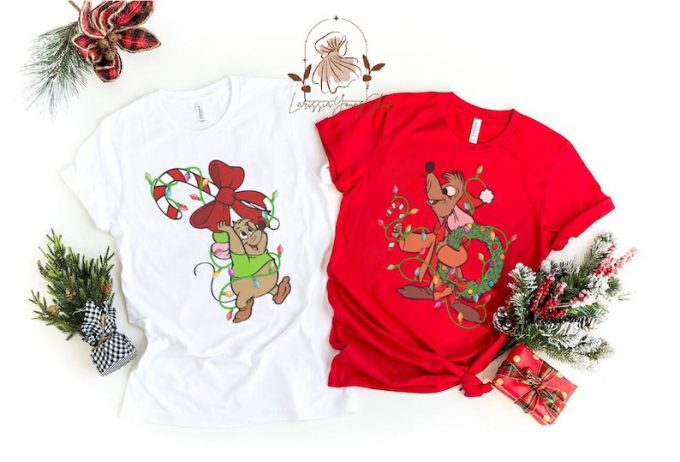 Spread Holiday Cheer With Jaq And Gus Christmas Shirt – Festive Disney Design For Men Women And Kids