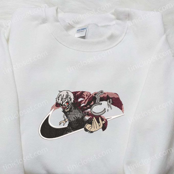 Exclusive Ken Kaneki X Nike Swoosh Anime Embroidered Shirt: Tokyo Ghoul &Amp; Nike Inspired D Gift For Men Women