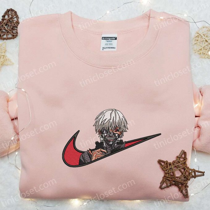 Ken Kaneki X Nike Swoosh Anime Embroidered Sweatshirt – Tokyo Ghoul Shirt Nike Inspired D Gift For Men Women