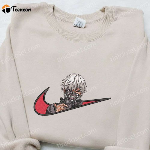 Ken Kaneki x Nike Swoosh Anime Embroidered Sweatshirt – Tokyo Ghoul Shirt Nike Inspired D Gift for Men Women