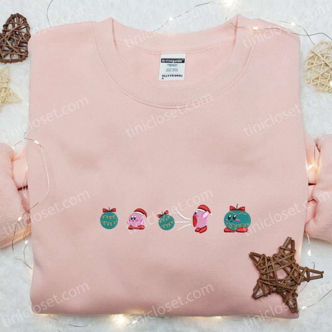 Kirby Eating Christmas Ornament Embroidered Shirt Hoodie &Amp; Sweatshirt – F Gift For Men Women Game Character Apparel