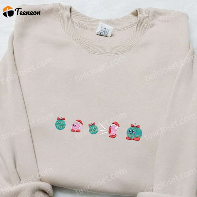 Kirby Eating Christmas Ornament Embroidered Shirt Hoodie &Amp;Amp; Sweatshirt – F Gift For Men Women Game Character Apparel