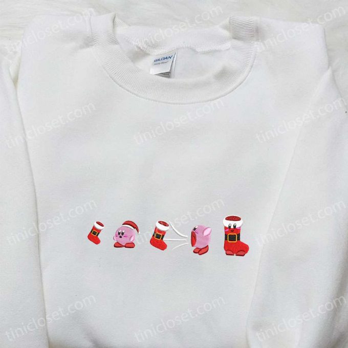 Kirby Christmas Embroidered Shirt Hoodie &Amp; Sweatshirt: F Gift For Men Women Game Character Apparel