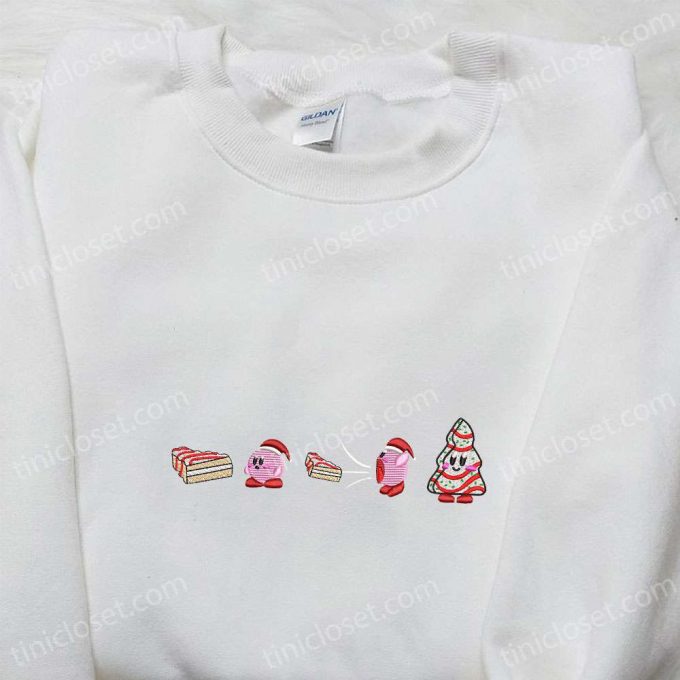 Get F Gift For Men Women With Kirby: Christmas Tree Cake Shirt Game Character Hoodie &Amp; Embroidered Sweatshirt