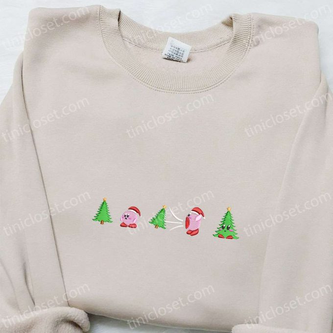 Get F Gift For Men Women With Kirby: Christmas Tree Embroidered Shirt Hoodie &Amp; Sweatshirt