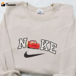 Lightning McQueen x Nike Embroidered Cartoon Sweatshirt & Disney Characters T-shirt: B Gift for Men Women Birthday Gift Ideas