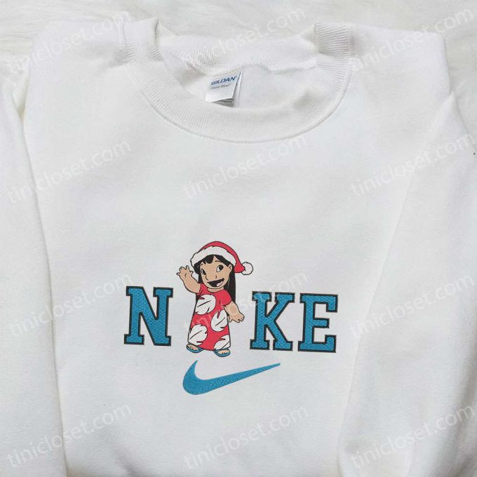 Lilo Xmas Hat X Nike Christmas Embroidered Sweatshirt: Disney Characters Movie Merry Christmas Shirt – B Gift For Men Women Gift Ideas