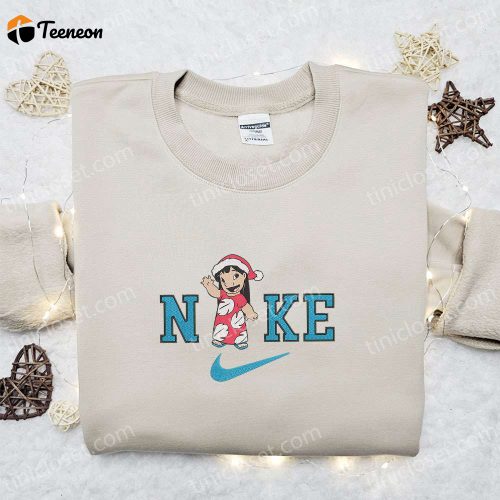 Lilo Xmas Hat X Nike Christmas Embroidered Sweatshirt: Disney Characters Movie Merry Christmas Shirt – B Gift For Men Women Gift Ideas