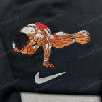 Anime Limited Edition Embroidered Shirts & Sweatshirts: Baki Hanma Pose Challenge Nike Swoosh Baki The Grappler – Get Yours Now!