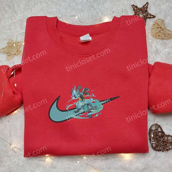 Lucario X Swoosh Anime Hoodie: Cool Embroidered Clothing Perfect Family Gift – Shop Now!