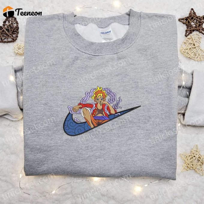 Luffy Gear 5 X Swoosh Anime Embroidered Sweatshirt – B Gift For Men Women One Piece Gift For Family